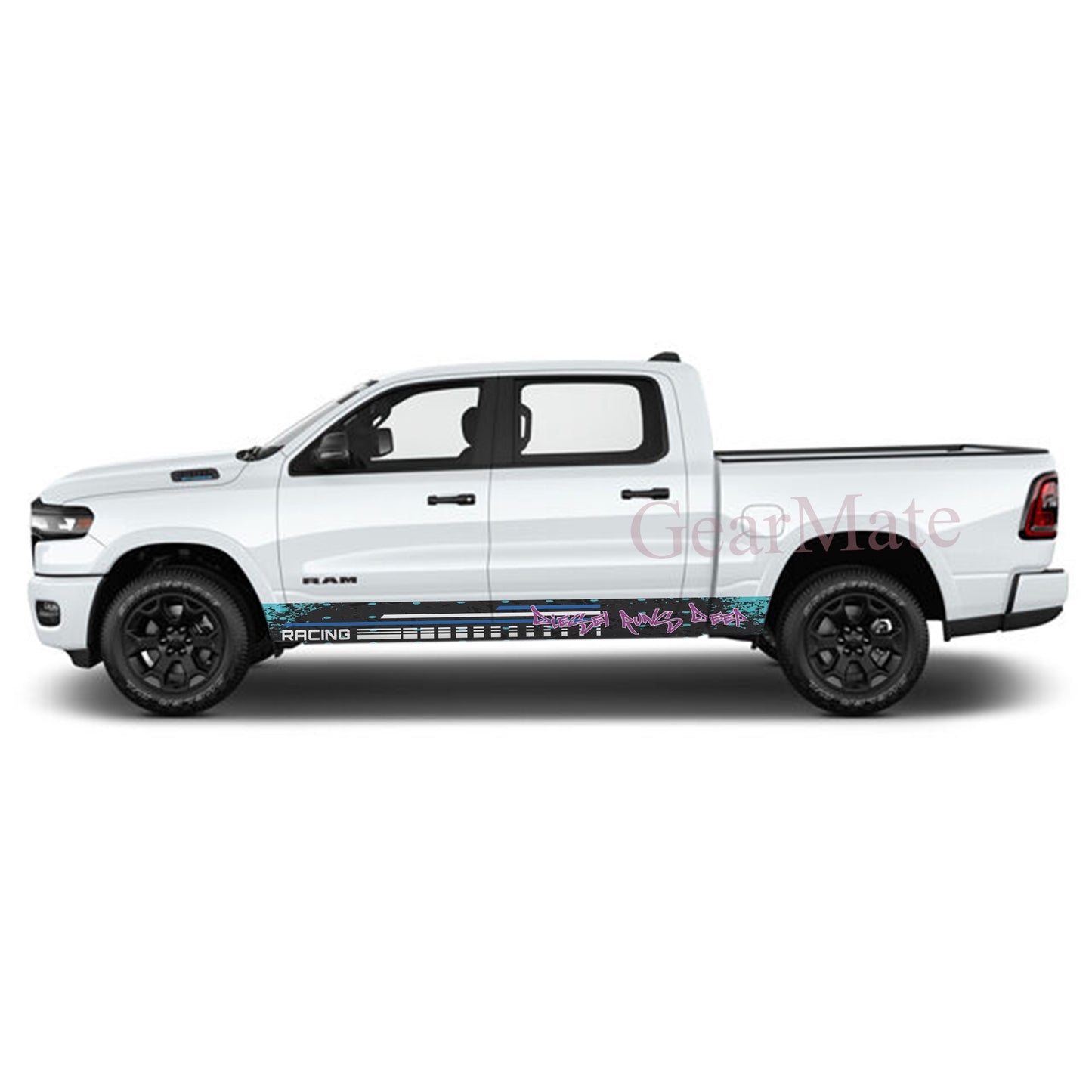 Diesel Runs Deep Rocker Panel Graphic Decal Kit (Left & Right Sides) - High Quality Vinyl for Trucks & SUVs