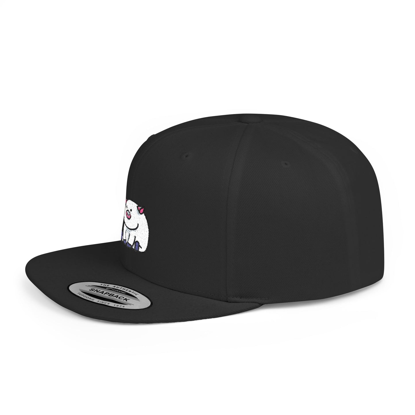 Icons Embroidered Pig Flat Bill Snapback – Lightweight, Custom Fit, Premium Quality