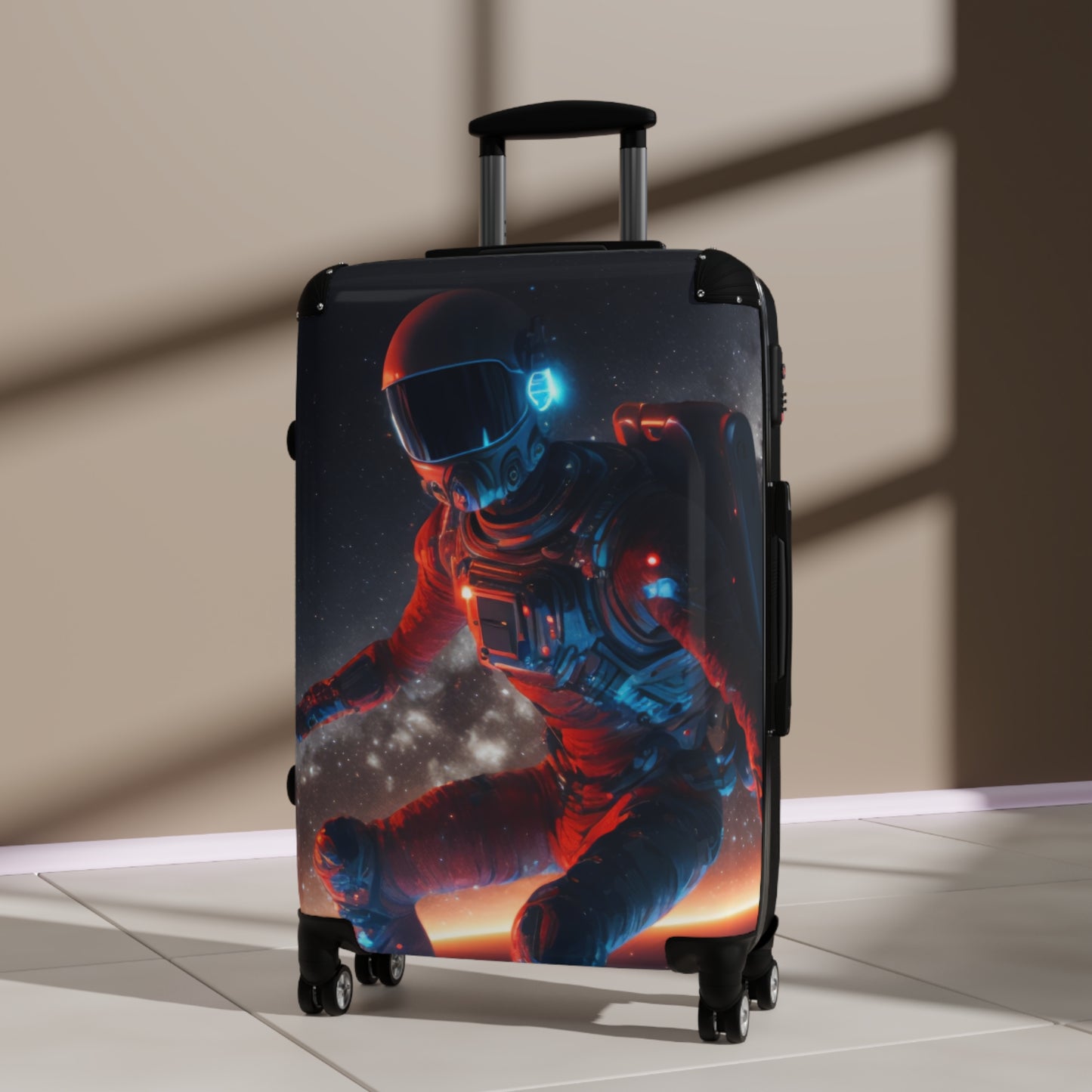 Space Astronaut Surfing Carry-On Suitcase - Stylish Luggage for Travelers