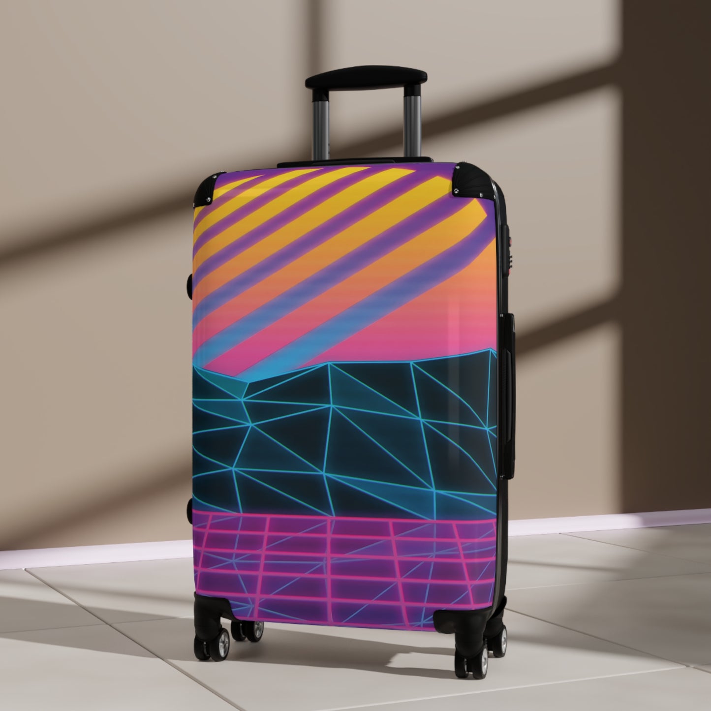 Abstract Neon Sunset Art Carry-On Suitcase - Stylish Luggage for Travelers