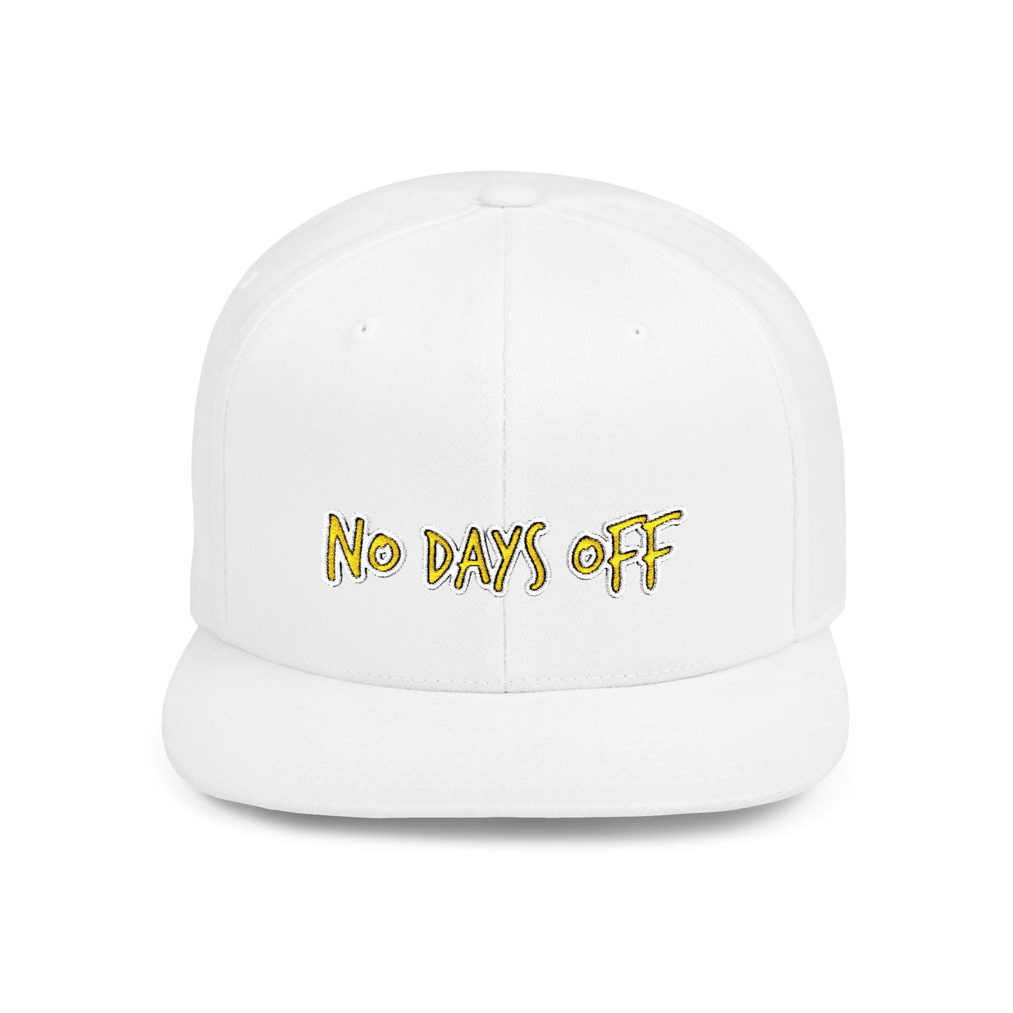 Text No Days Off Flat Bill Snapback – Lightweight, Custom Fit, Premium Quality