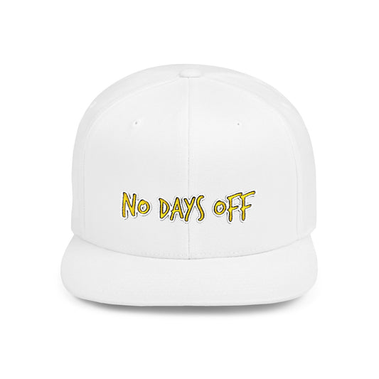 Text No Days Off Flat Bill Snapback – Lightweight, Custom Fit, Premium Quality