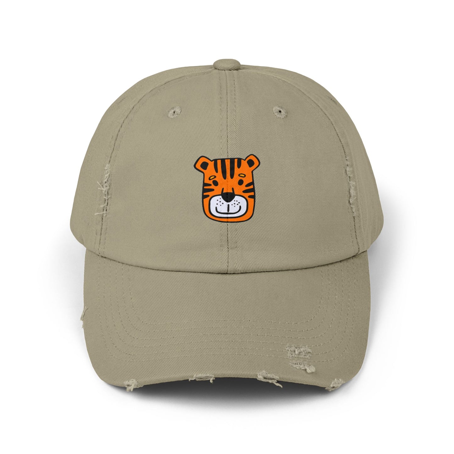 Tiger Orange Vintage Distressed Dad Hat Unisex Adjustable Cotton Twill Baseball Cap for Casual Everyday Wear