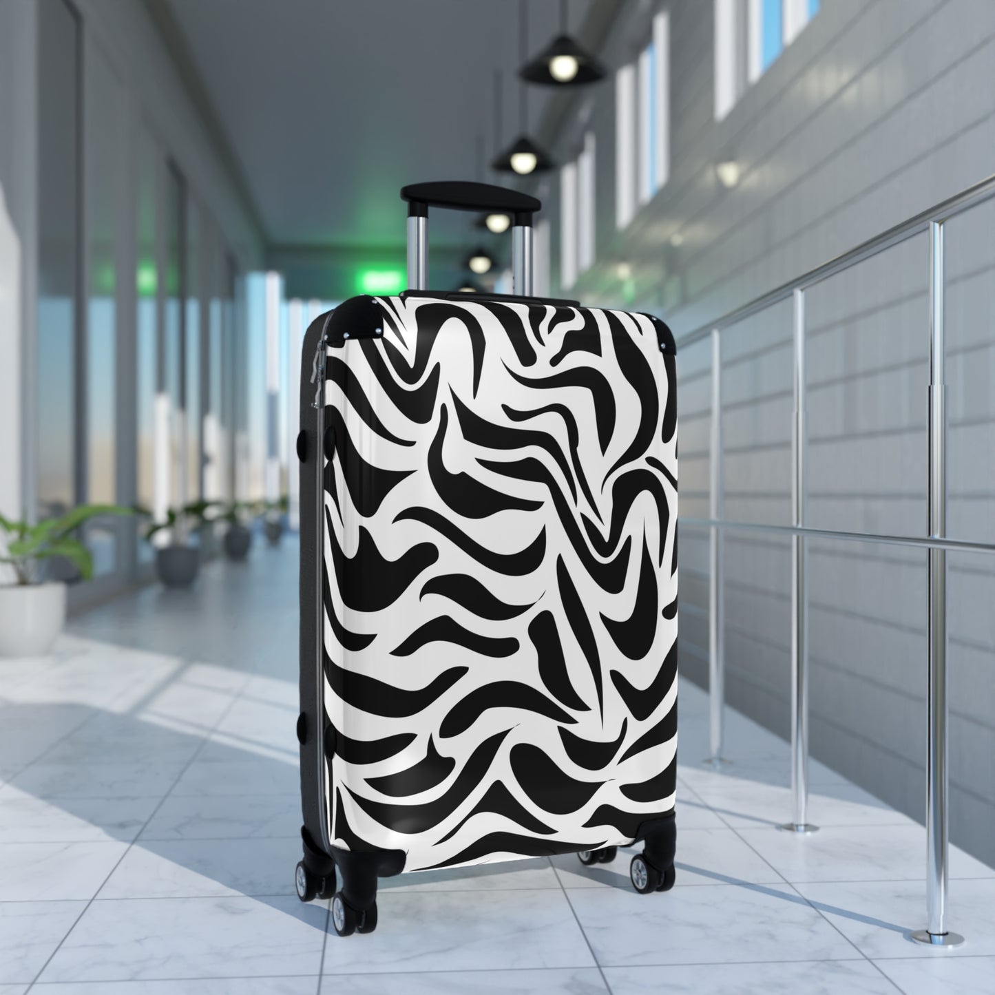 Abstract Black and White Zebra Art Carry-On Suitcase - Stylish Luggage for Travelers