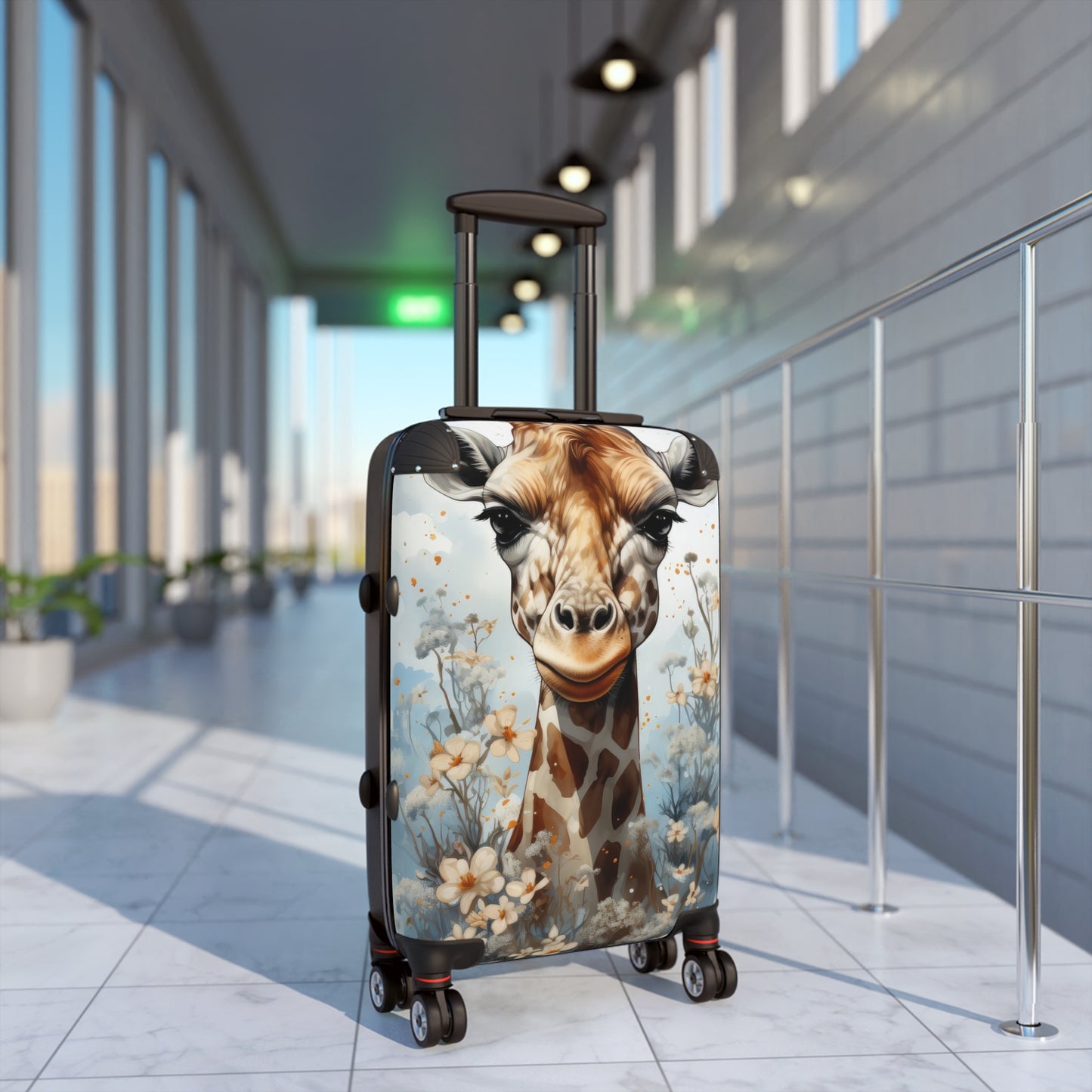 Nature Giraffe Floral Flowers Art Carry-On Suitcase - Stylish Luggage for Travelers