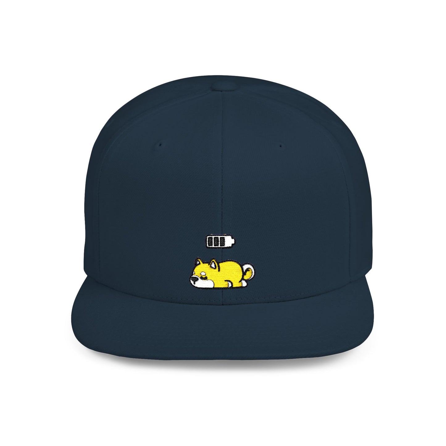 Icons Embroidered Shiba Inu Battery Flat Bill Snapback – Lightweight, Custom Fit, Premium Quality
