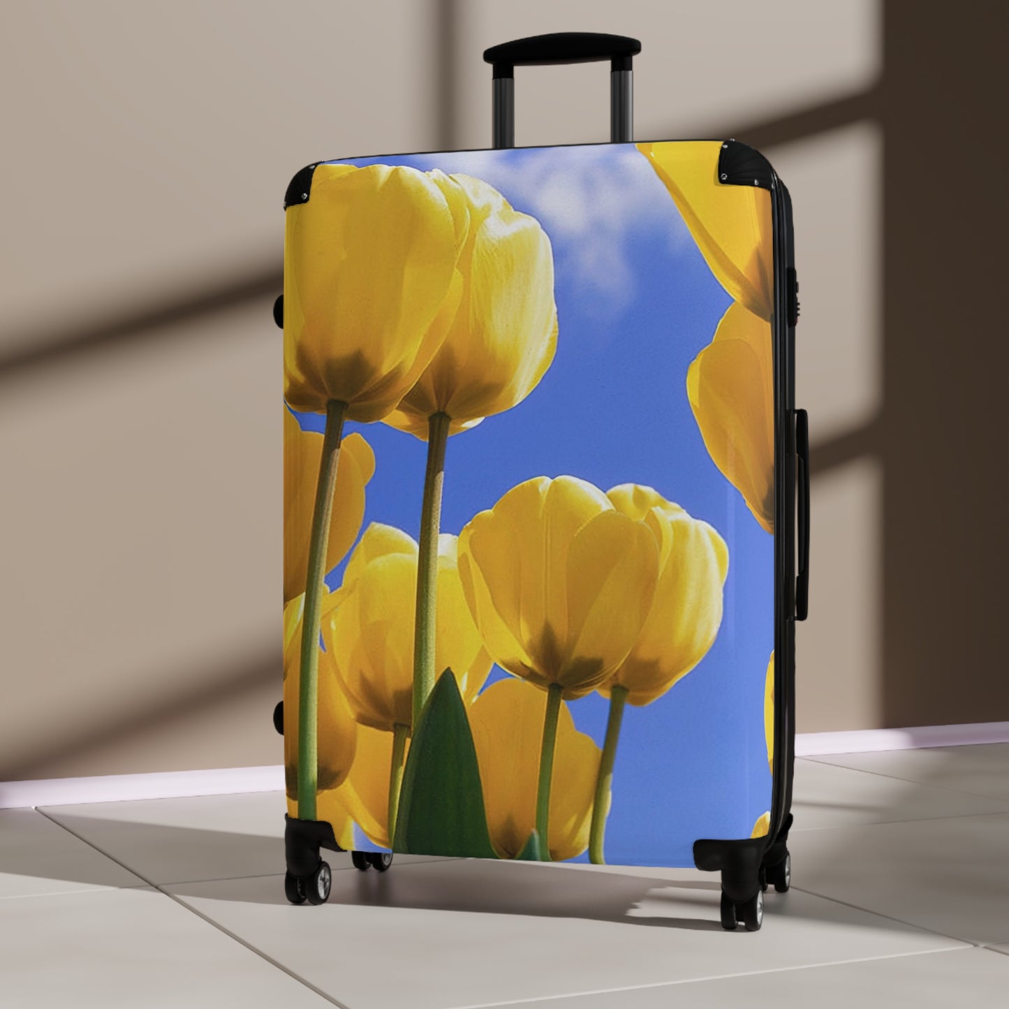 Nature Flowers Floral Yellow Tulips Art Carry-On Suitcase - Stylish Luggage for Travelers