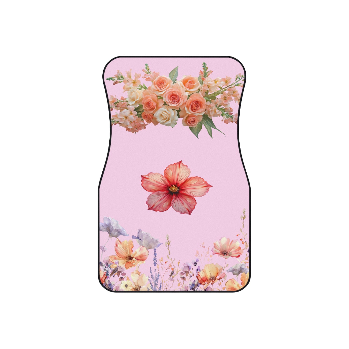 Flowers Dedicated Flower Car Floor Mats – 2-Piece Front Set, Durable & Stylish, Universal Fit
