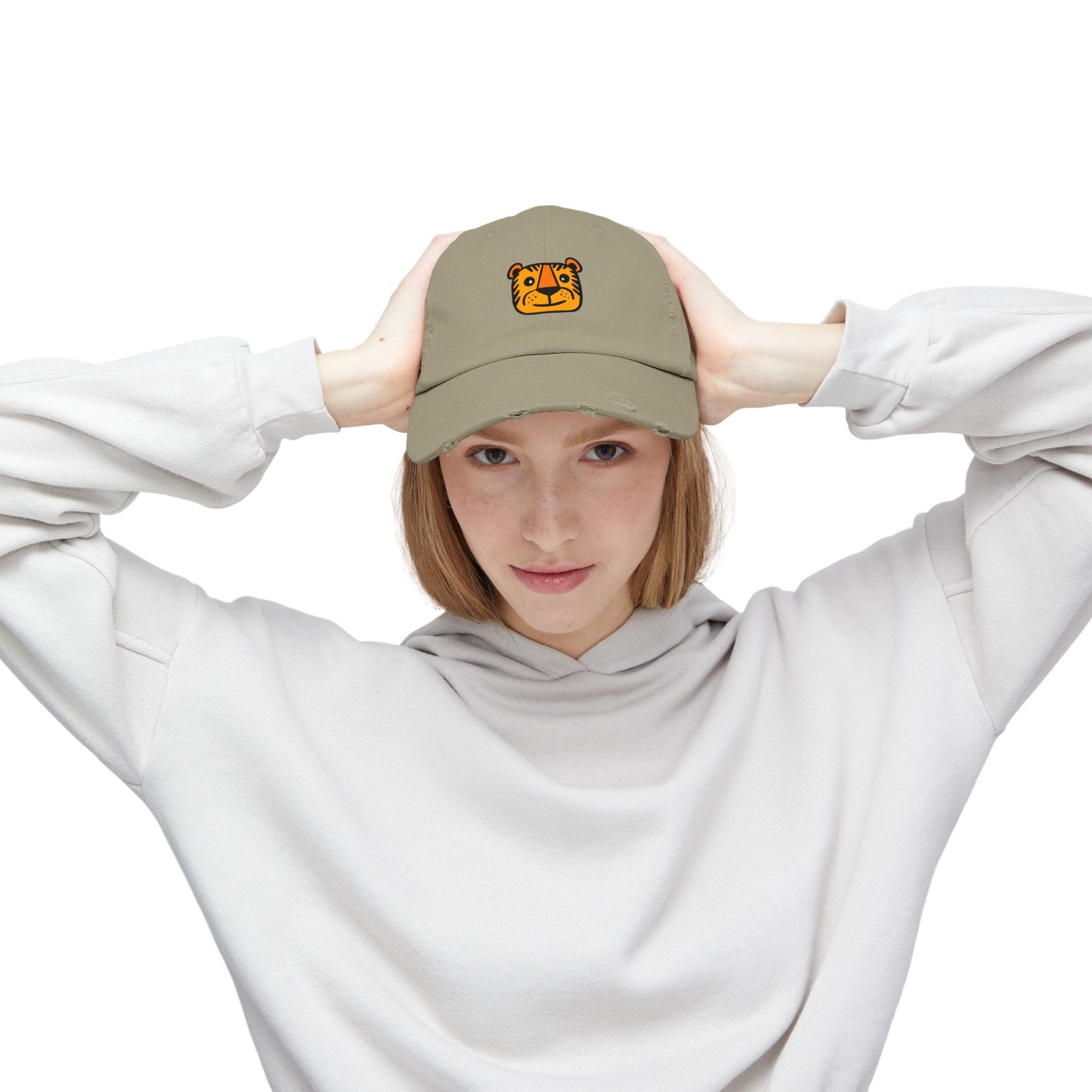 Tiger Vintage Distressed Dad Hat Unisex Adjustable Cotton Twill Baseball Cap for Casual Everyday Wear