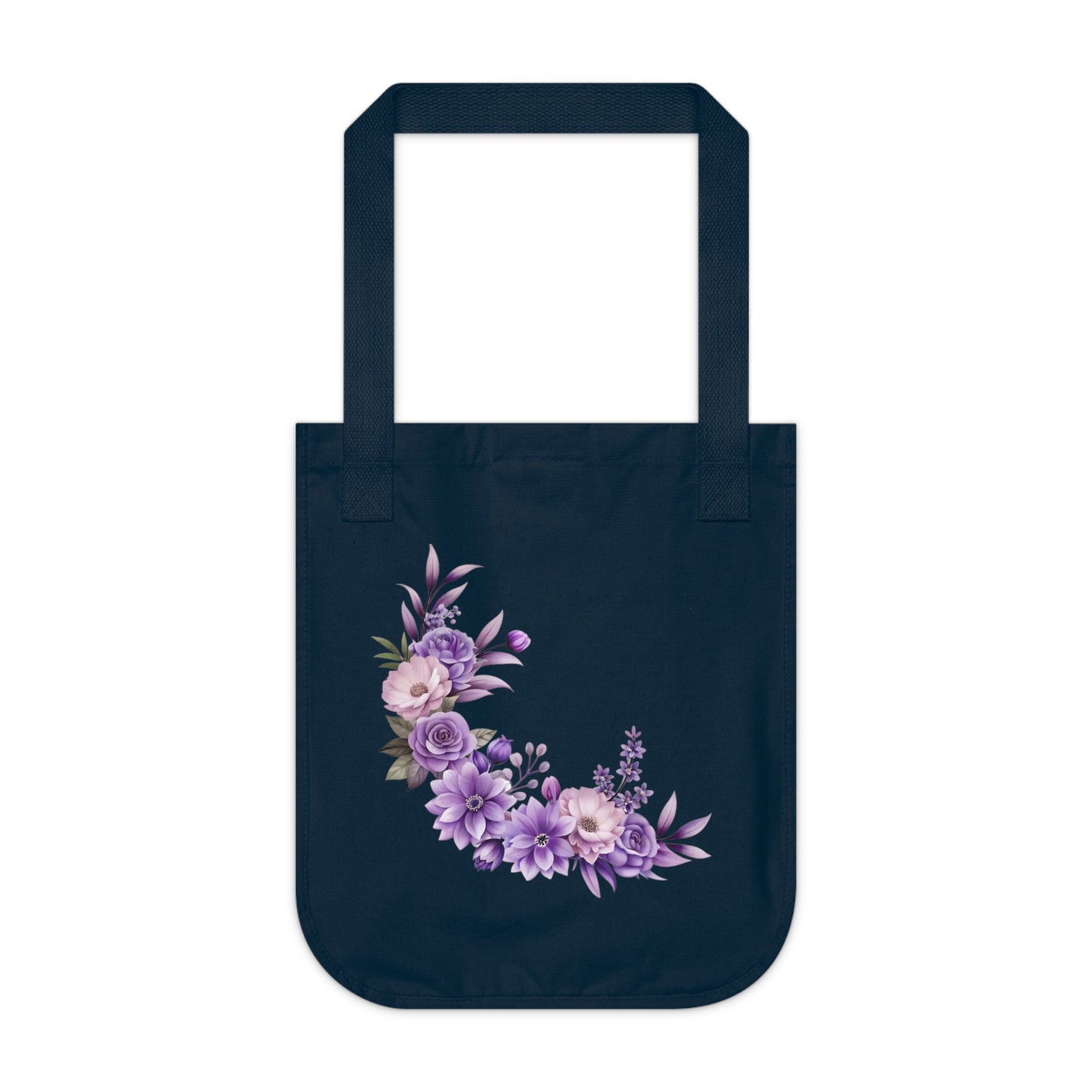 Flowers Purple Floral Organic Canvas Tote Bag - Eco-Friendly Carryall for Everyday Use