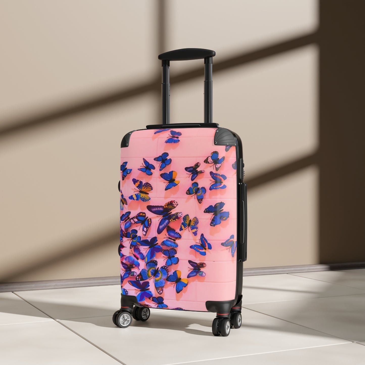 Nature Butterflies Blue Pink Art Carry-On Suitcase - Stylish Luggage for Travelers