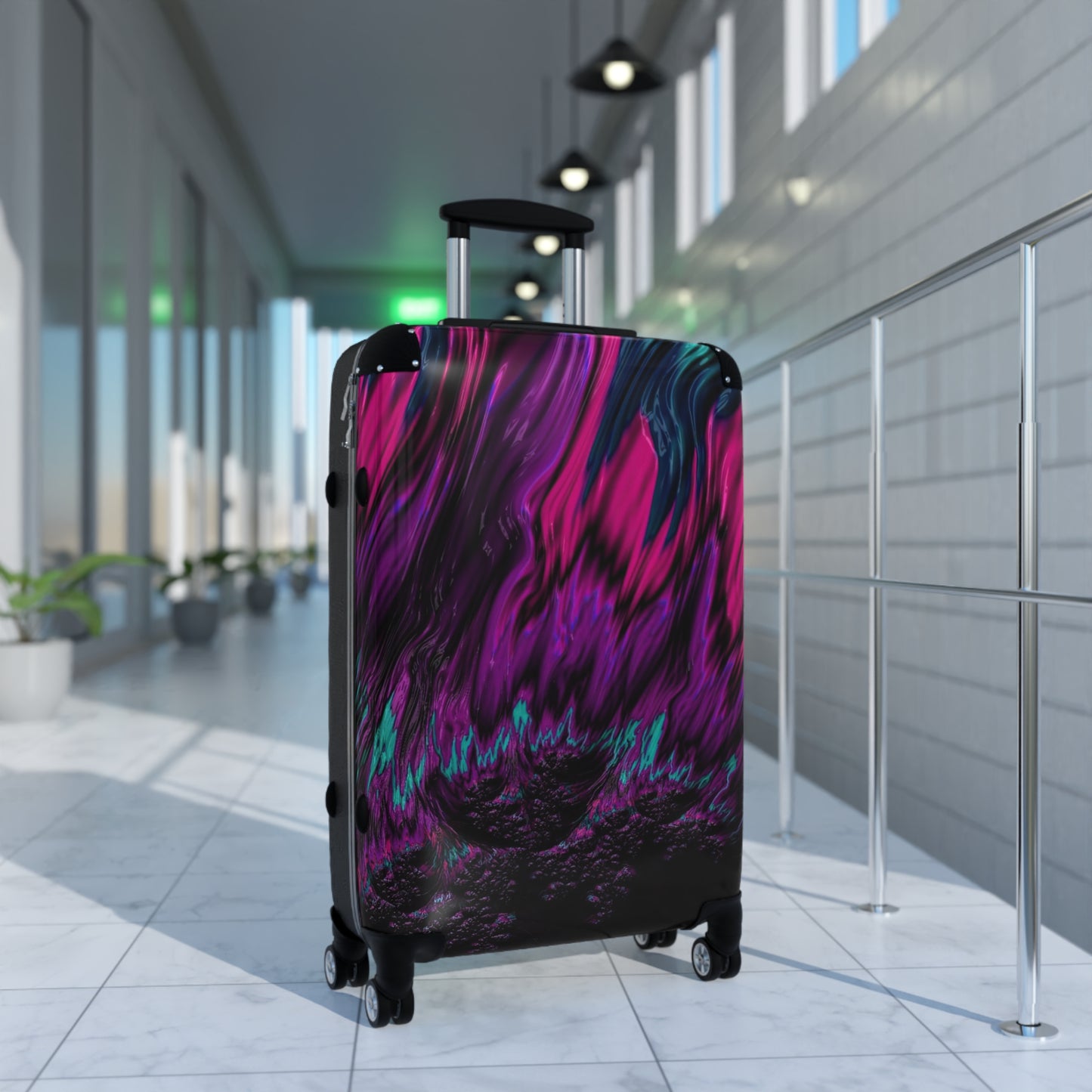 Abstract Colorful Liquid Flow Art Carry-On Suitcase - Stylish Luggage for Travelers