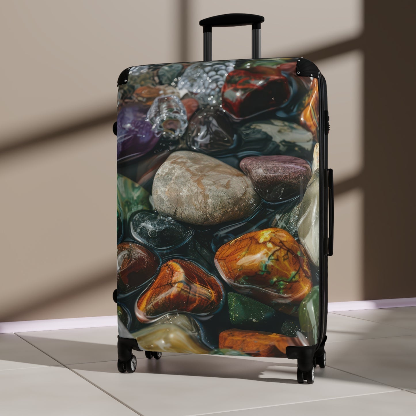 Nature Polished Stone Art Carry-On Suitcase - Stylish Luggage for Travelers