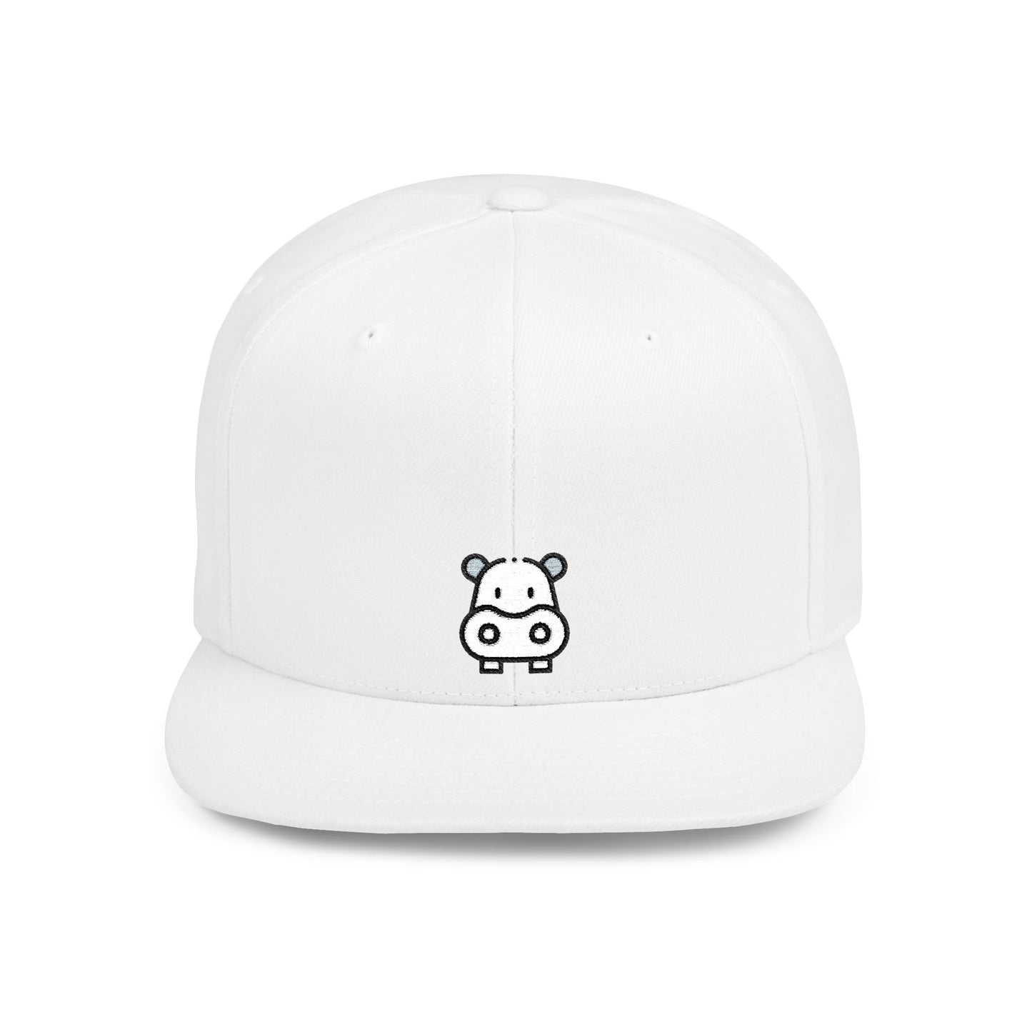Icons Embroidered Hippopotamus Flat Bill Snapback – Lightweight, Custom Fit, Premium Quality