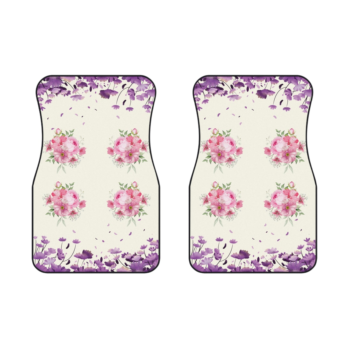 Flowers Purple Flowers Car Floor Mats – 2-Piece Front Set, Durable & Stylish, Universal Fit