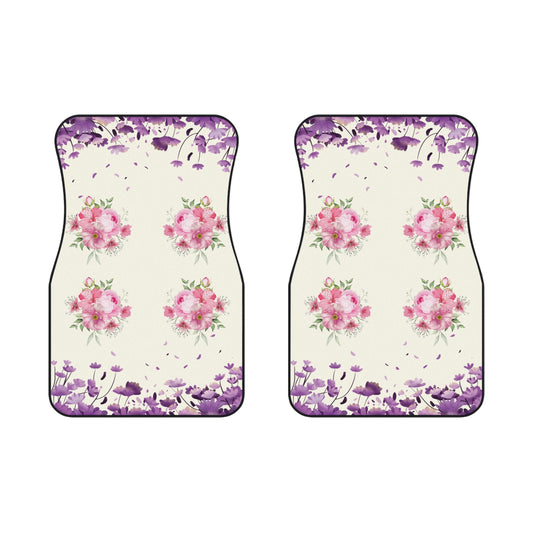 Flowers Purple Flowers Car Floor Mats – 2-Piece Front Set, Durable & Stylish, Universal Fit