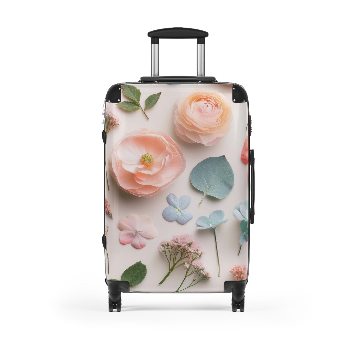 Nature Flowers Floral Pink On White Art Carry-On Suitcase - Stylish Luggage for Travelers