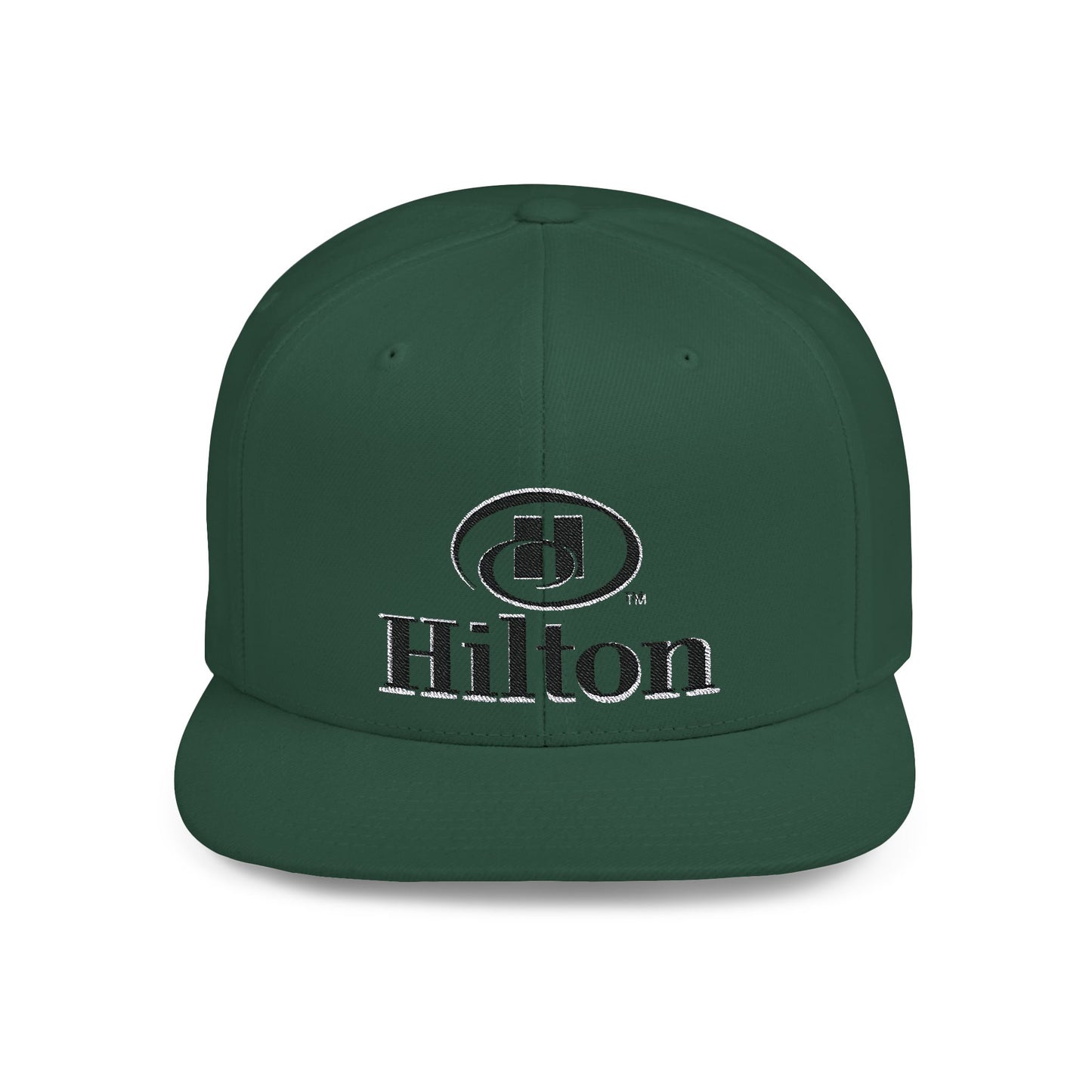 Hilton Black Logo Flat Bill Snapback – Lightweight, Custom Fit, Premium Quality