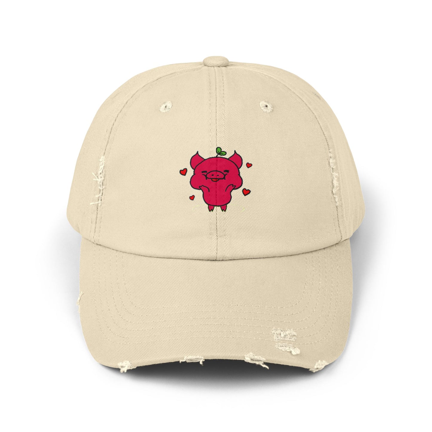 Pig Vintage Distressed Dad Hat Unisex Adjustable Cotton Twill Baseball Cap for Casual Everyday Wear