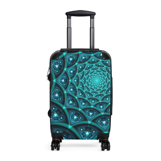 Abstract Fractal Teal Carry-On Suitcase - Stylish Luggage for Travelers