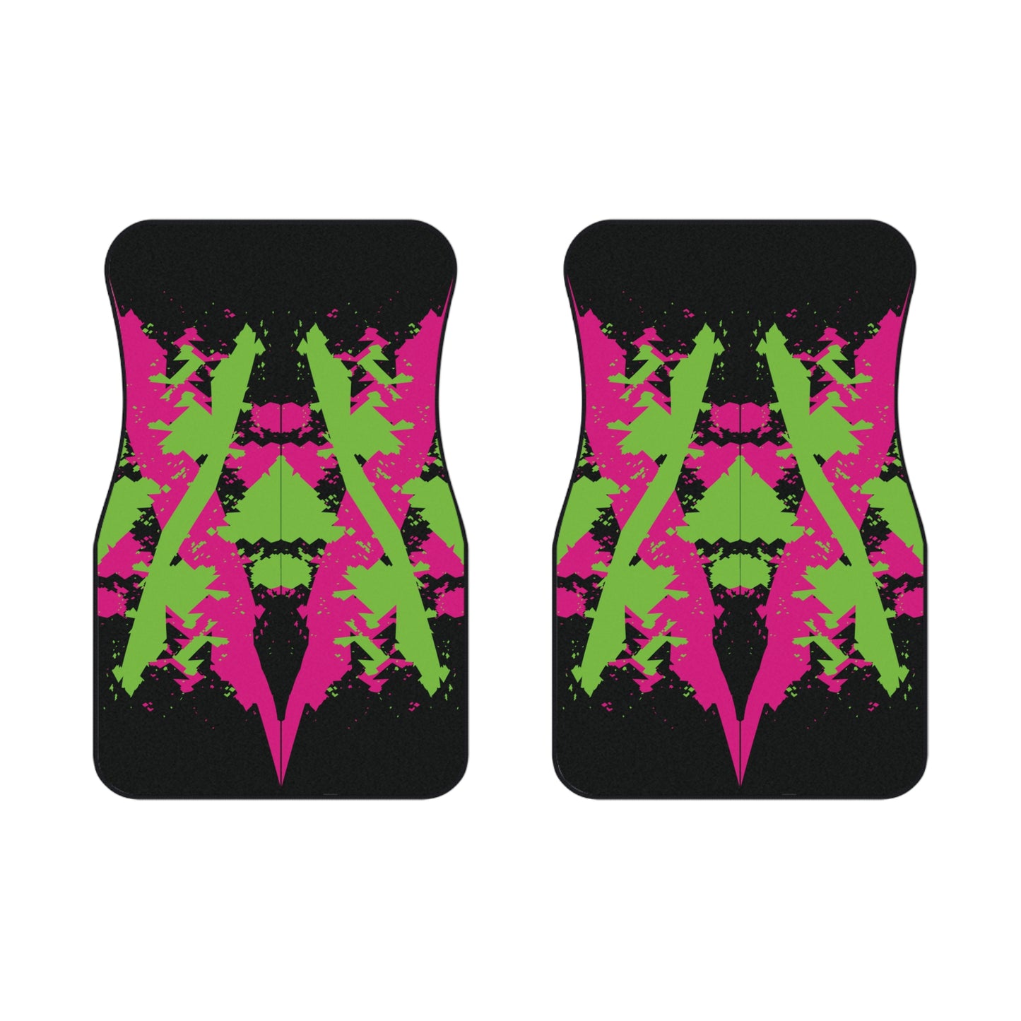 Art Paint Pink Green Car Floor Mats – 2-Piece Front Set, Durable & Stylish, Universal Fit