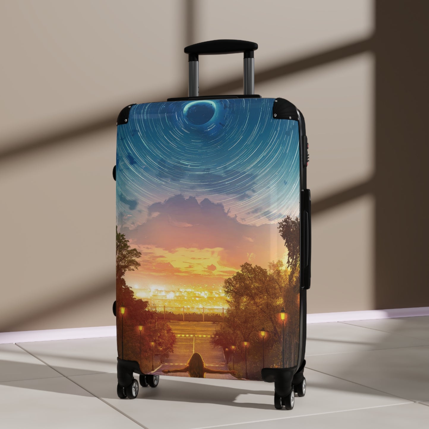 Art Moon Star Trails Carry-On Suitcase - Stylish Luggage for Travelers