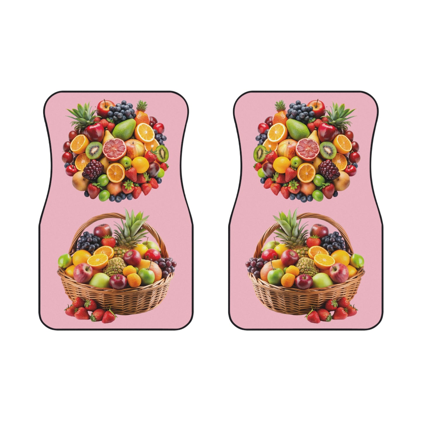 Fruits Assortment Apple Background Car Floor Mats – 2-Piece Front Set, Durable & Stylish, Universal Fit