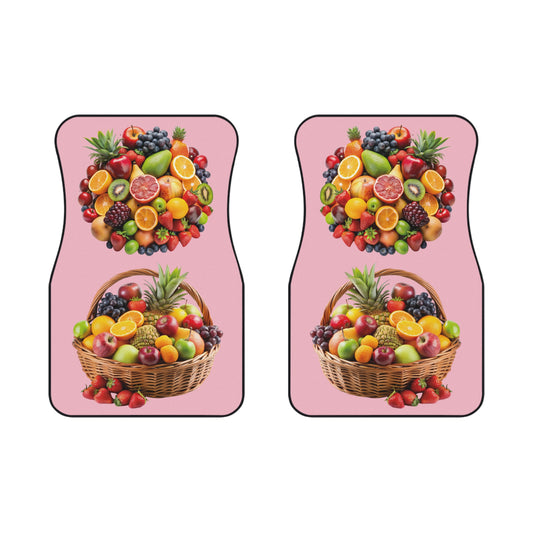 Fruits Assortment Apple Background Car Floor Mats – 2-Piece Front Set, Durable & Stylish, Universal Fit