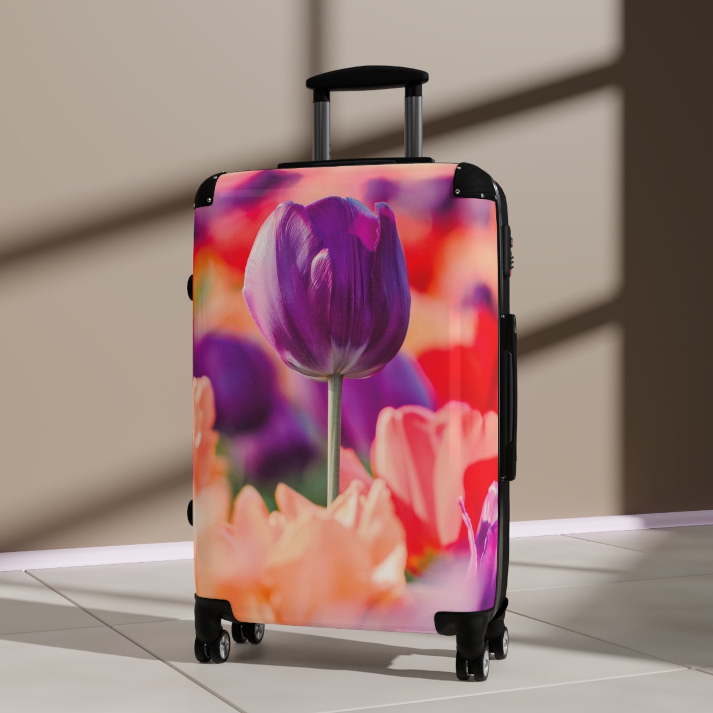 Nature Flowers Floral Purple Tulips Art Carry-On Suitcase - Stylish Luggage for Travelers