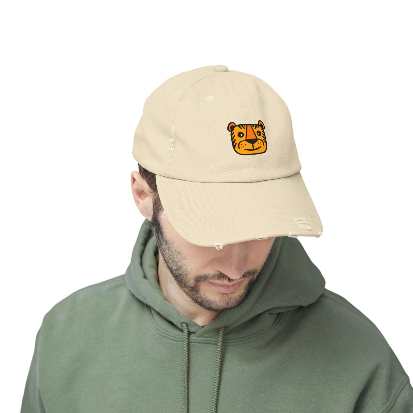 Tiger Vintage Distressed Dad Hat Unisex Adjustable Cotton Twill Baseball Cap for Casual Everyday Wear