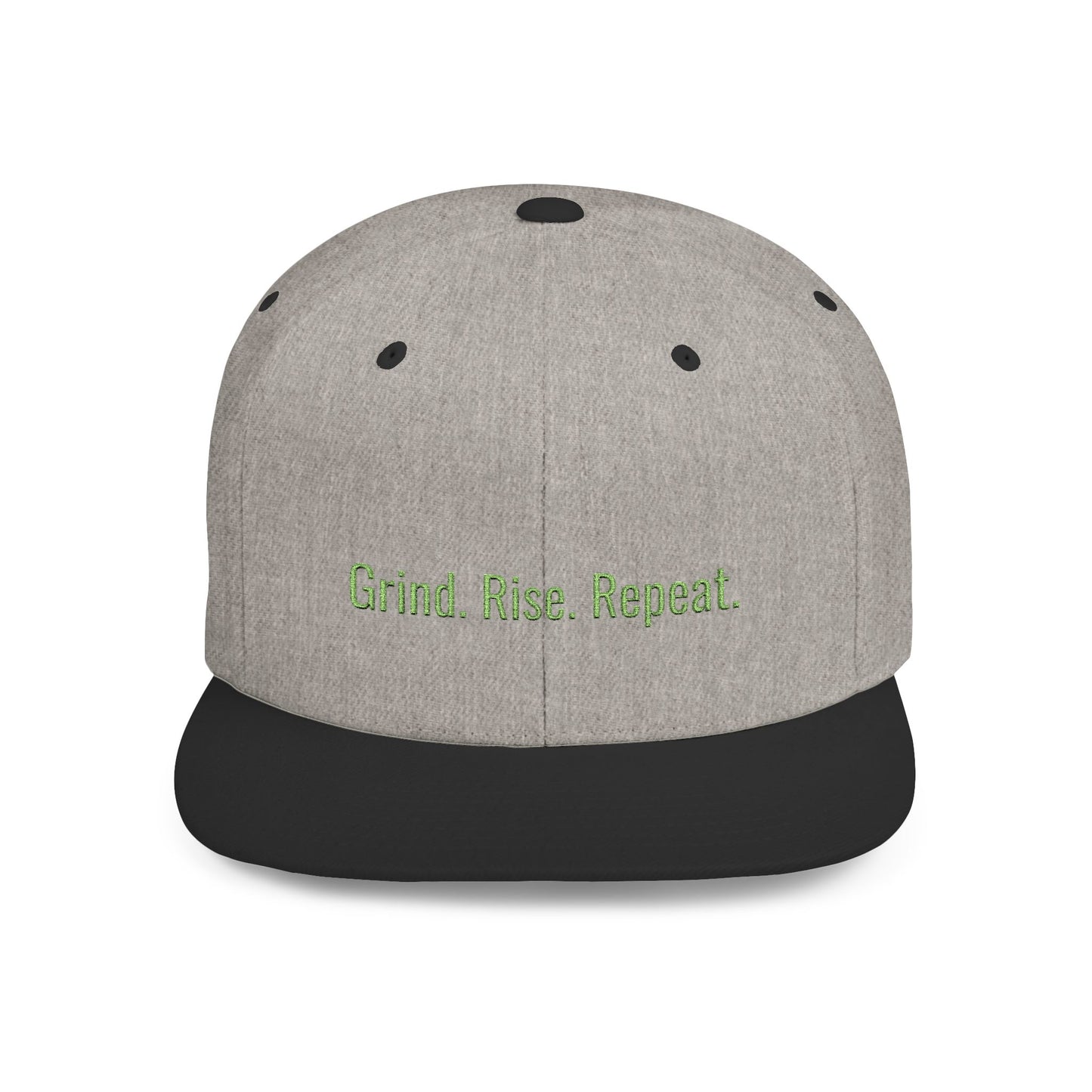 Text Grind Rise Repeat Flat Bill Snapback – Lightweight, Custom Fit, Premium Quality