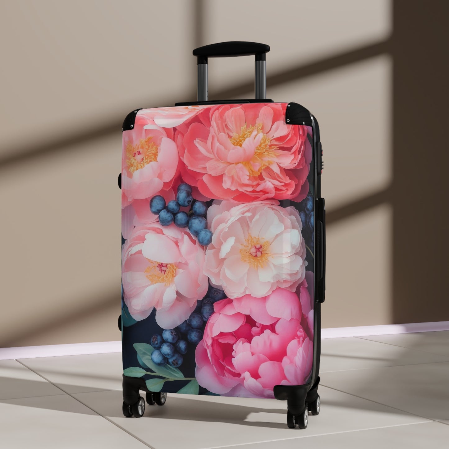 Nature Flowers Floral Pink and Red Painting Art Carry-On Suitcase - Stylish Luggage for Travelers