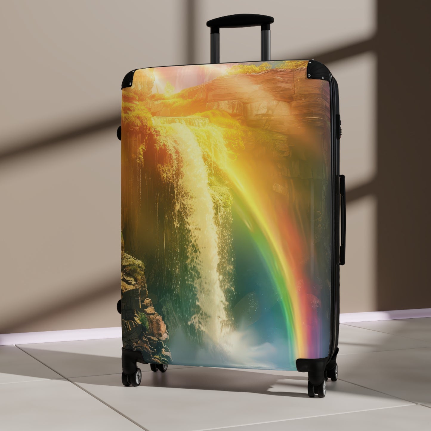 Nature Waterfall Rainbow Art Carry-On Suitcase - Stylish Luggage for Travelers