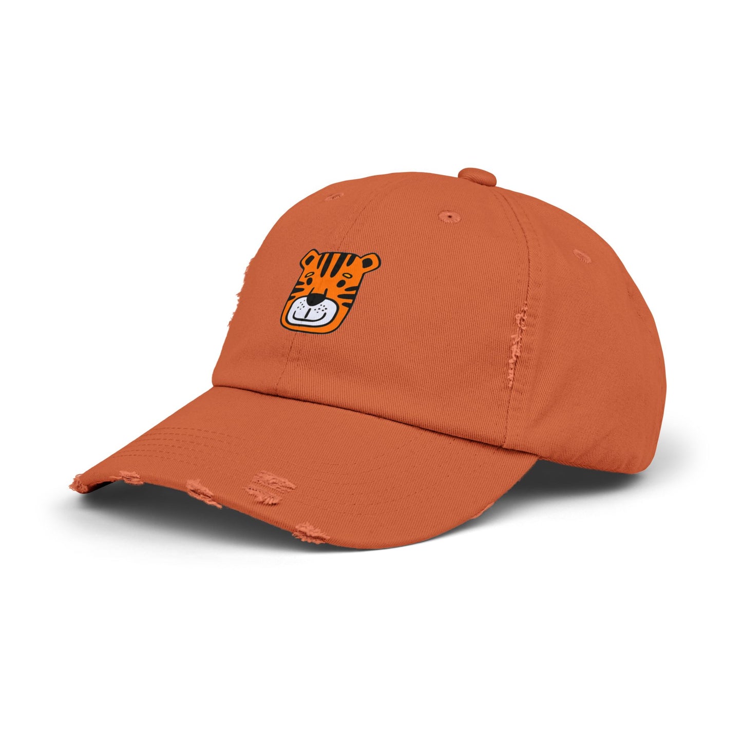 Tiger Orange Vintage Distressed Dad Hat Unisex Adjustable Cotton Twill Baseball Cap for Casual Everyday Wear