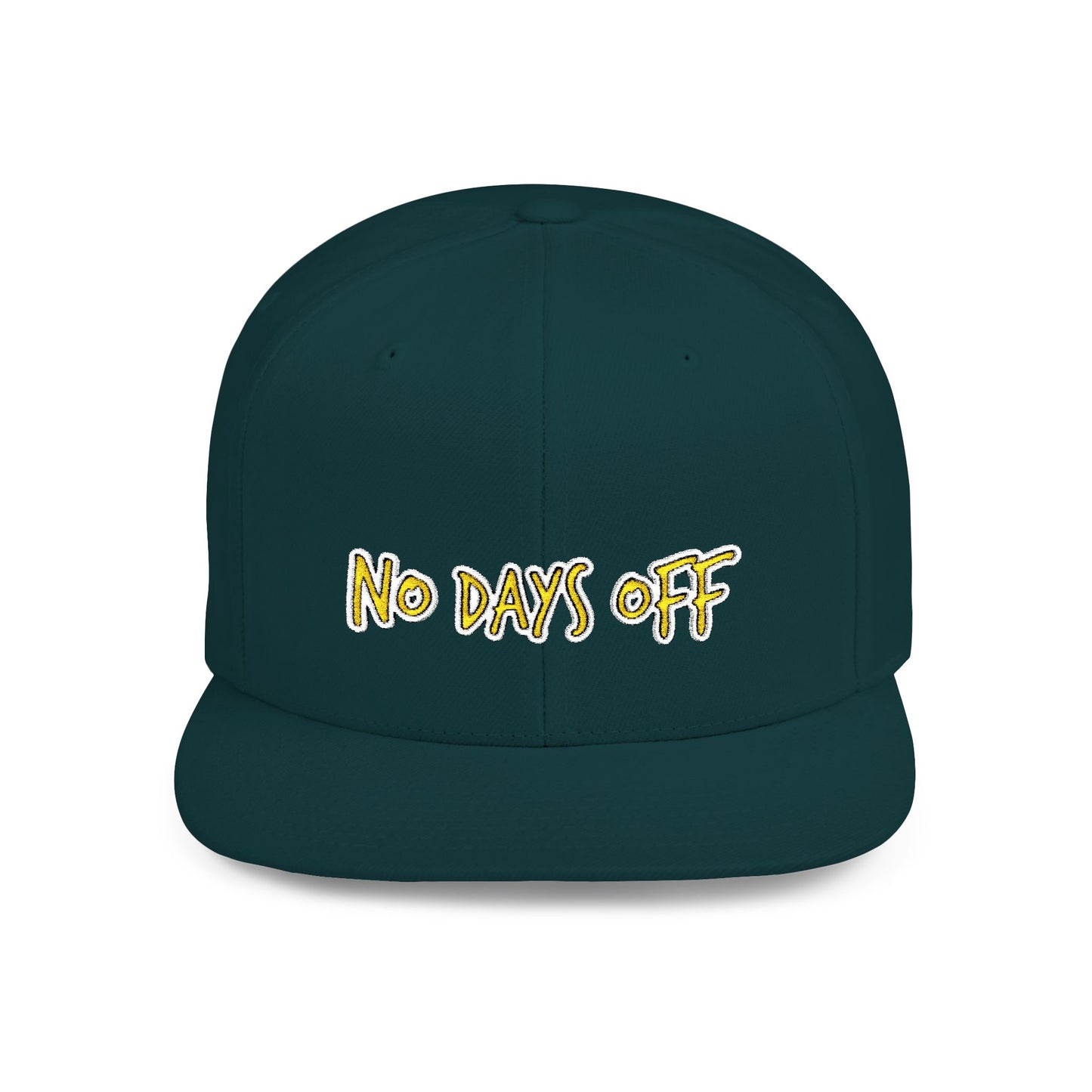 Text No Days Off Flat Bill Snapback – Lightweight, Custom Fit, Premium Quality