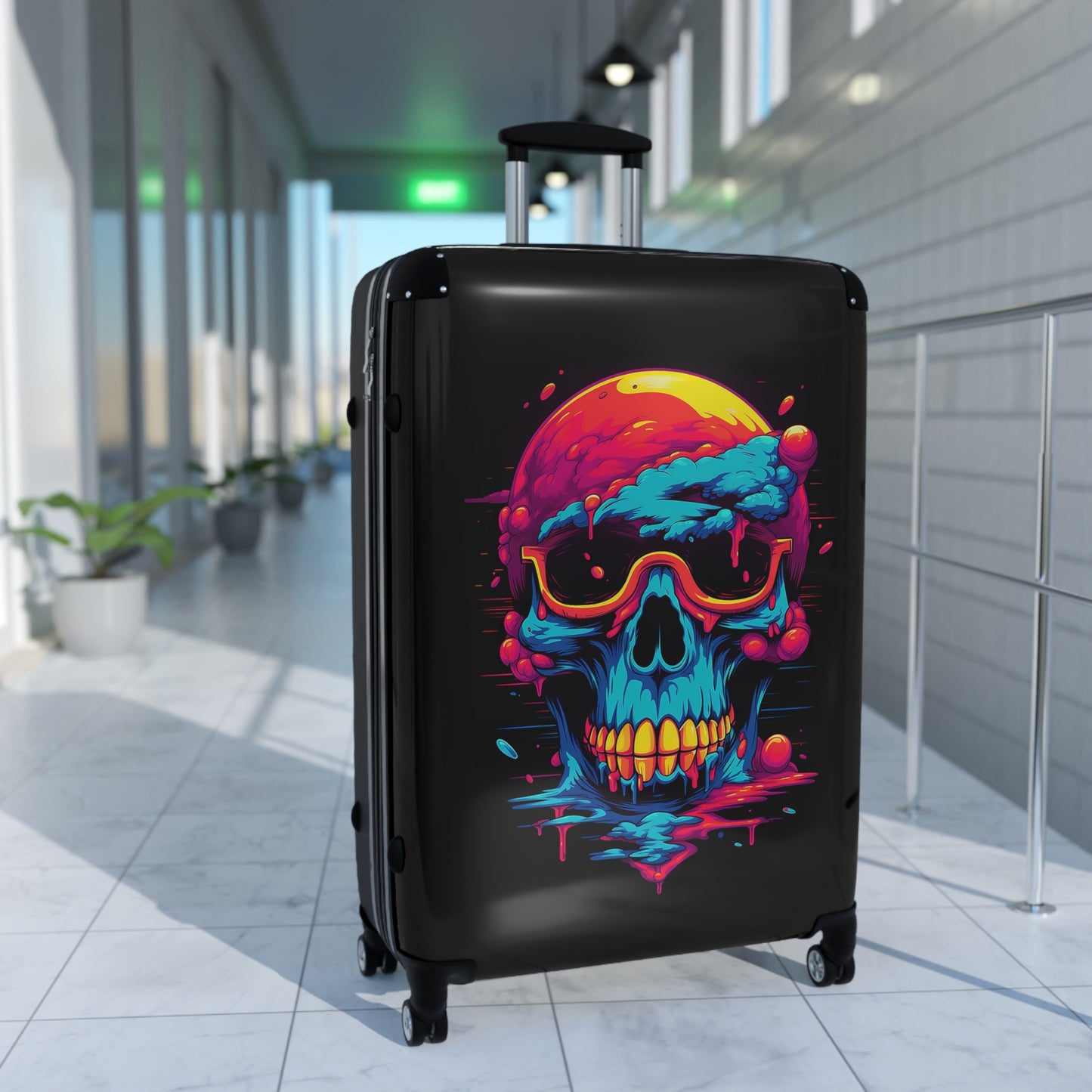 Abstract Skull Colorful Carry-On Suitcase - Stylish Luggage for Travelers
