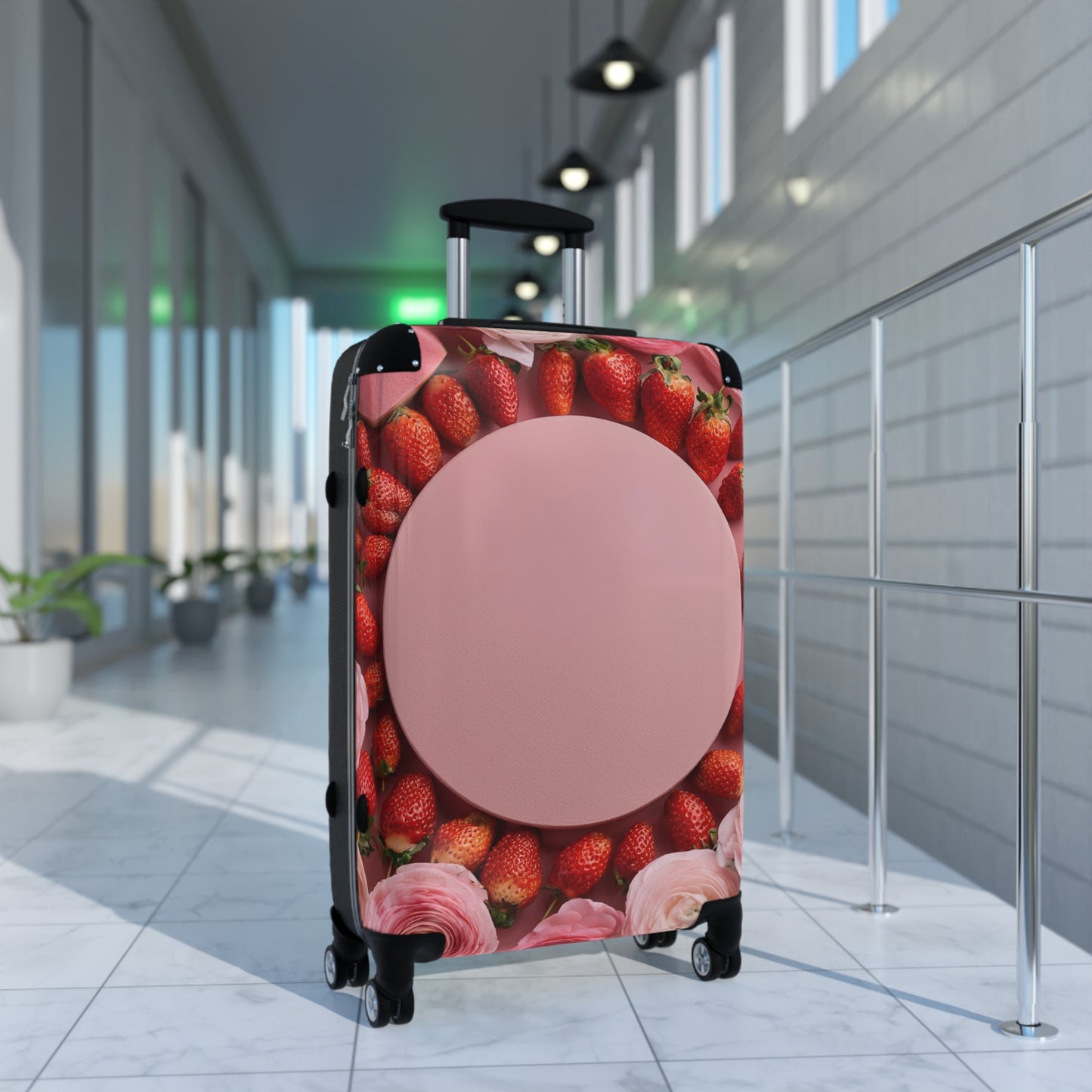 Nature Flowers Floral Pink Strawberries Art Carry-On Suitcase - Stylish Luggage for Travelers