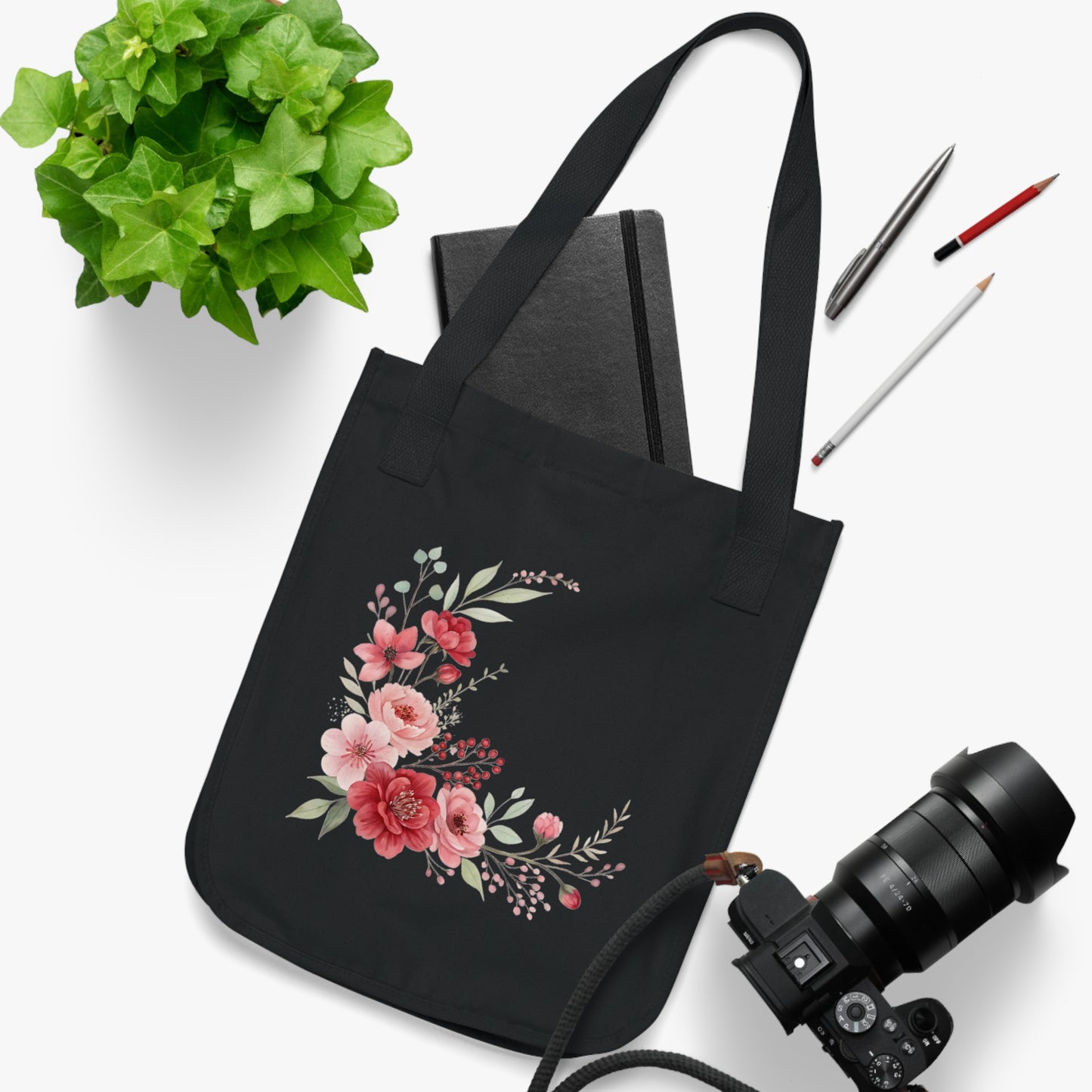 Flowers Frame Floral Organic Canvas Tote Bag - Eco-Friendly Carryall for Everyday Use