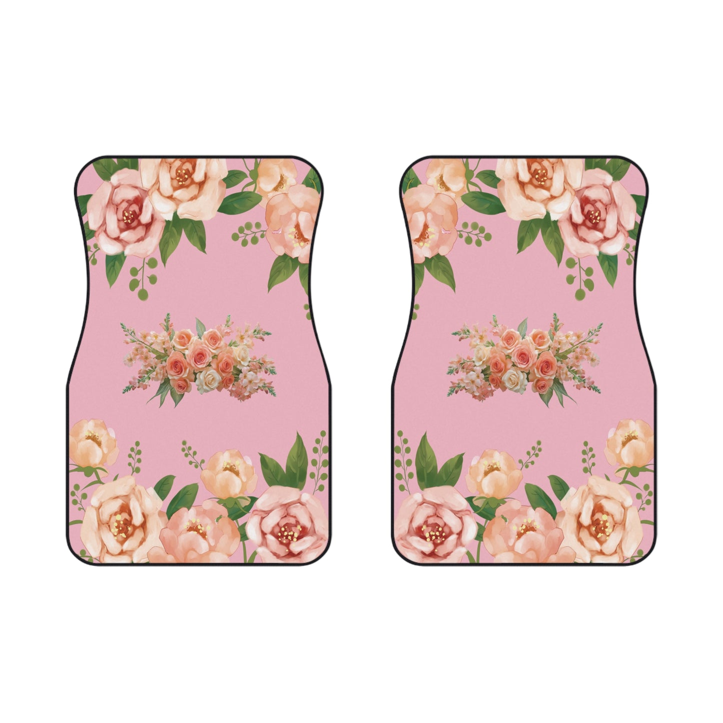 Flowers Water Color Car Floor Mats – 2-Piece Front Set, Durable & Stylish, Universal Fit