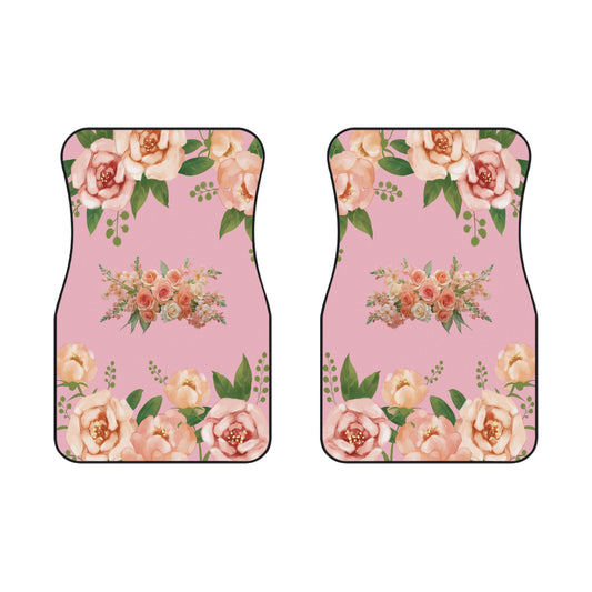 Flowers Water Color Car Floor Mats – 2-Piece Front Set, Durable & Stylish, Universal Fit