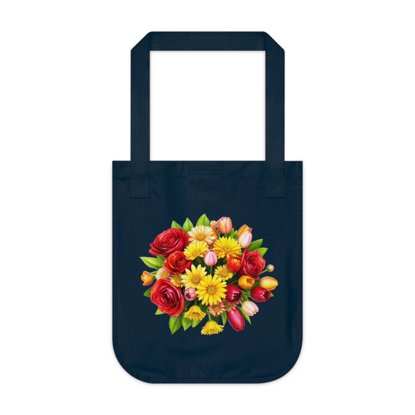 Flowers Circular Bouquet Floral Organic Canvas Tote Bag - Eco-Friendly Carryall for Everyday Use