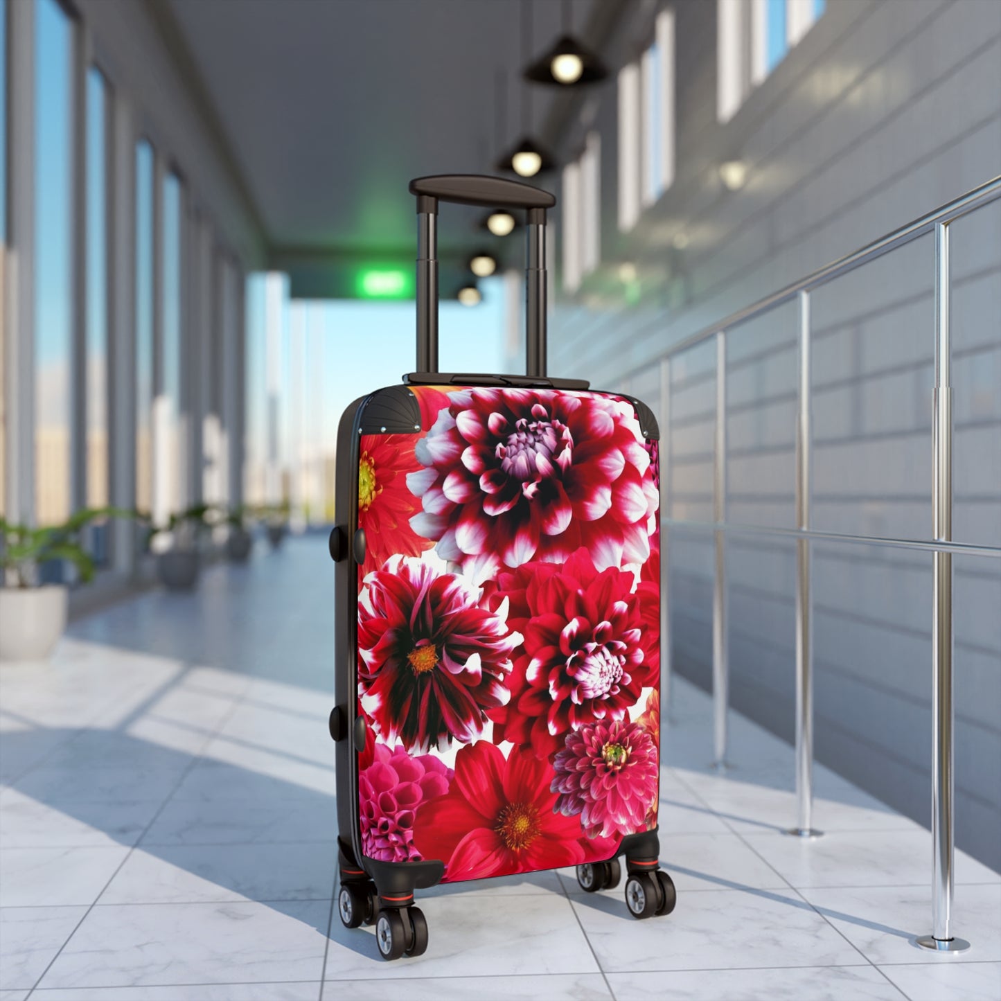 Nature Flowers Floral Red Dahlia Art Carry-On Suitcase - Stylish Luggage for Travelers