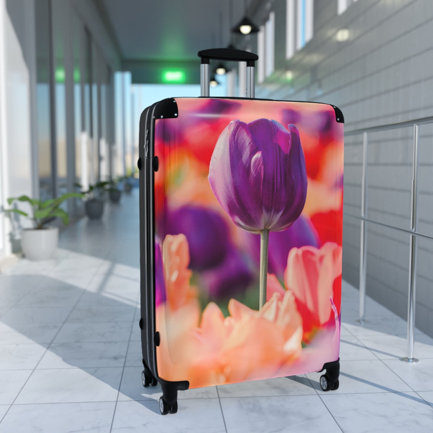 Nature Flowers Floral Purple Tulips Art Carry-On Suitcase - Stylish Luggage for Travelers