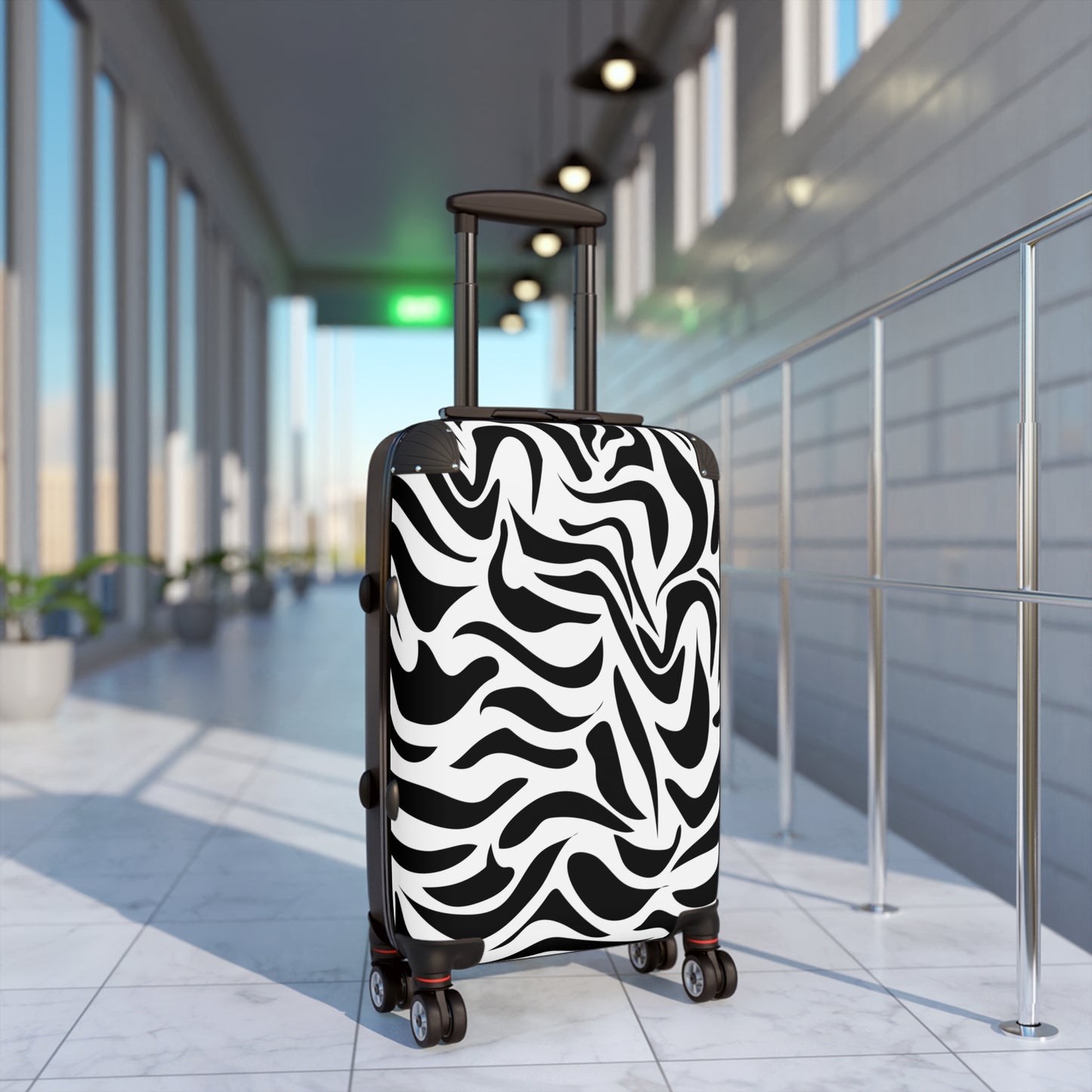 Abstract Black and White Zebra Art Carry-On Suitcase - Stylish Luggage for Travelers
