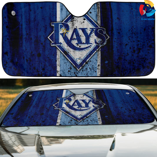 Tampa Bay Rays MLB Baseball Wooden Texture Car Cover Reflective Car Sunshade – Premium Heat & UV Protection, Universal Fit