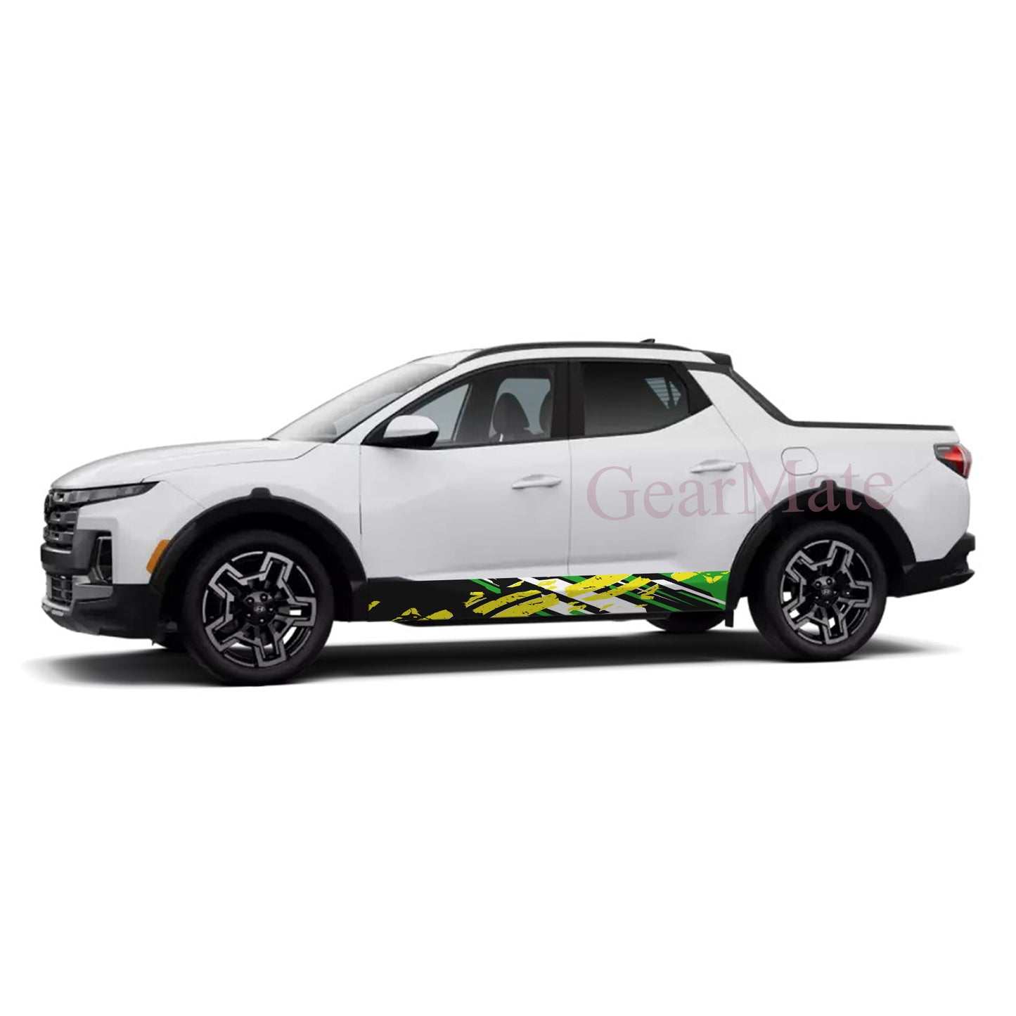 Racing Sport Green Yellow Rocker Panel Graphic Decal Kit (Left & Right Sides) - High Quality Vinyl for Trucks & SUVs