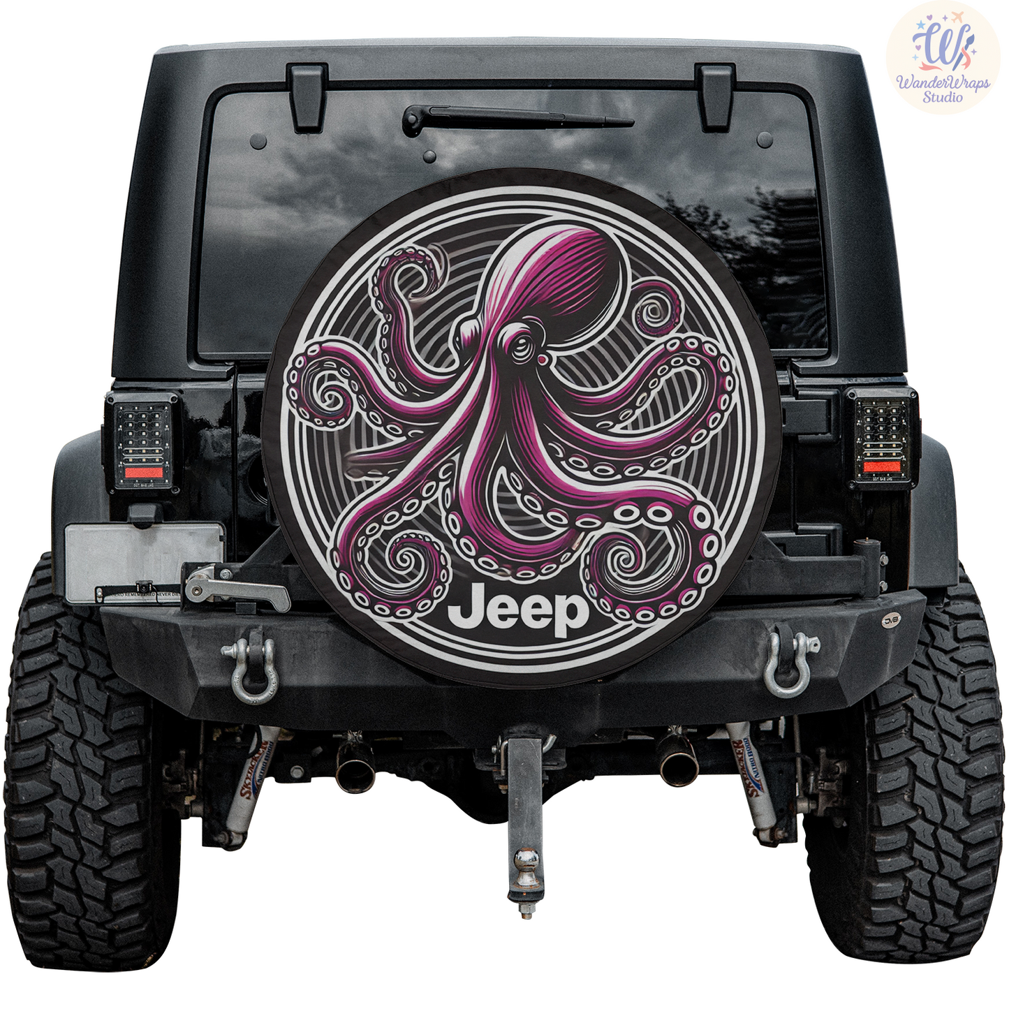 Pink Octopus Spare Tire Cover – Waterproof UV Resistant Protector with Camera Hole