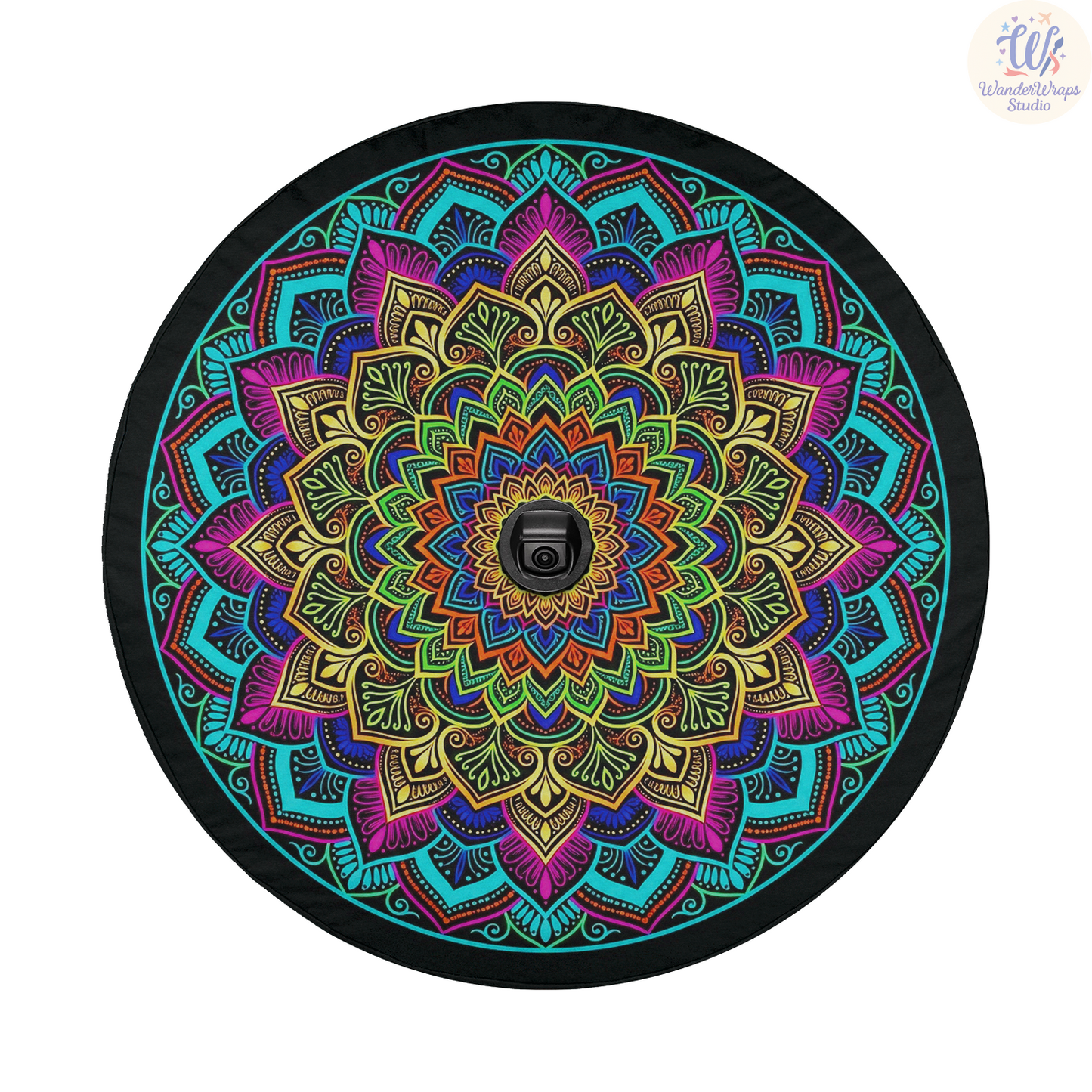 Colorful Mandala Flowers Spare Tire Cover – Waterproof UV Resistant Protector with Camera Hole
