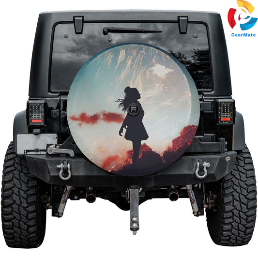 Alone Girl Silhouette Spare Tire Cover – Premium Waterproof UV Resistant Protector