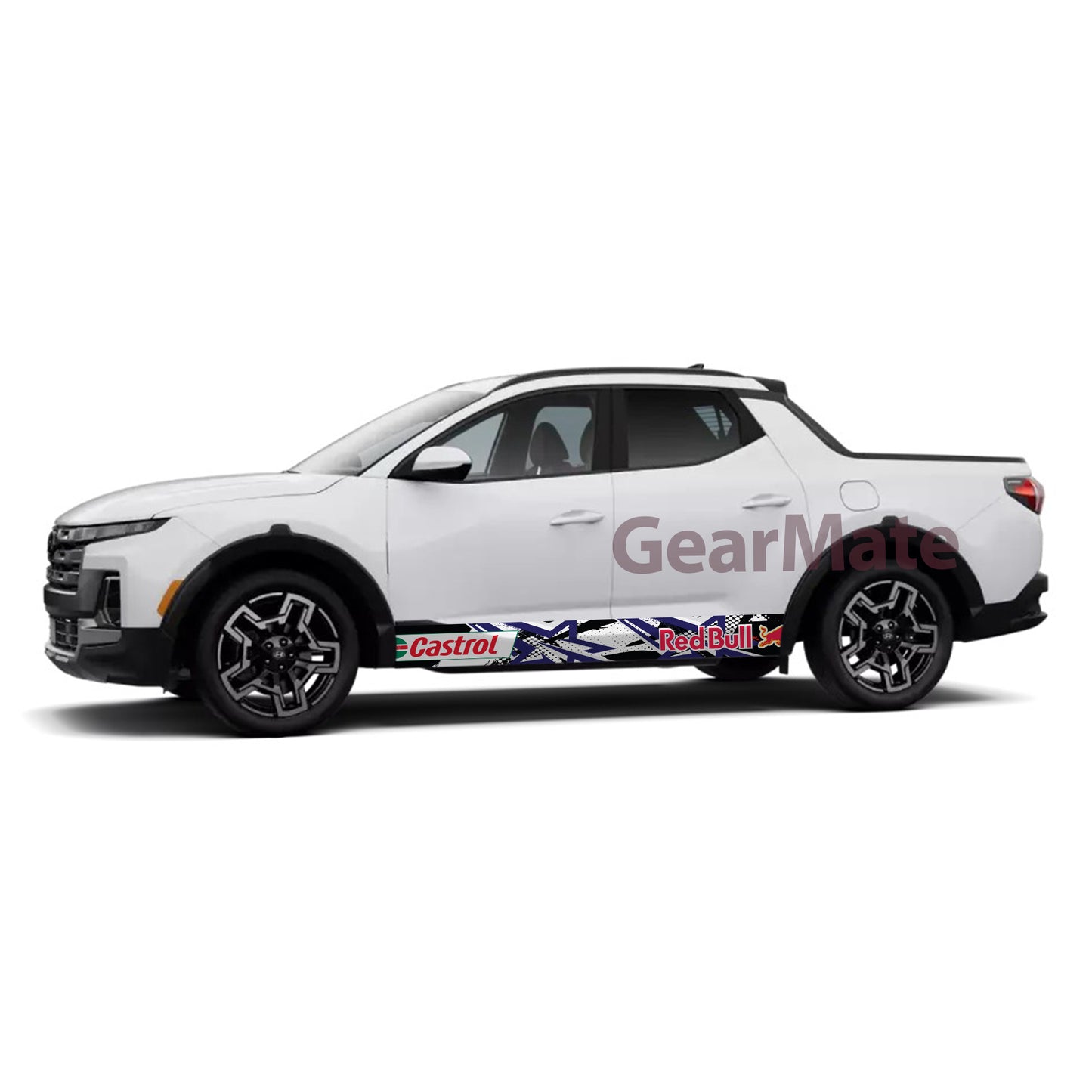 Racing Star White Castrol Redbull Rocker Panel Graphic Decal Kit (Left & Right Sides) - High Quality Vinyl for Trucks & SUVs